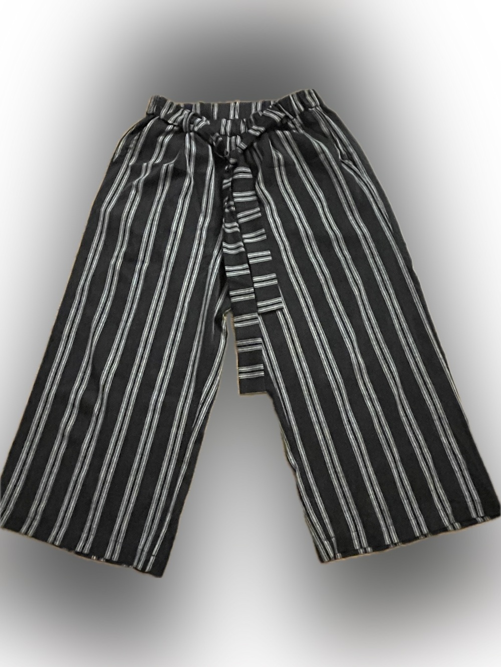 Black & White Vertical Stripe Wide Leg Pants